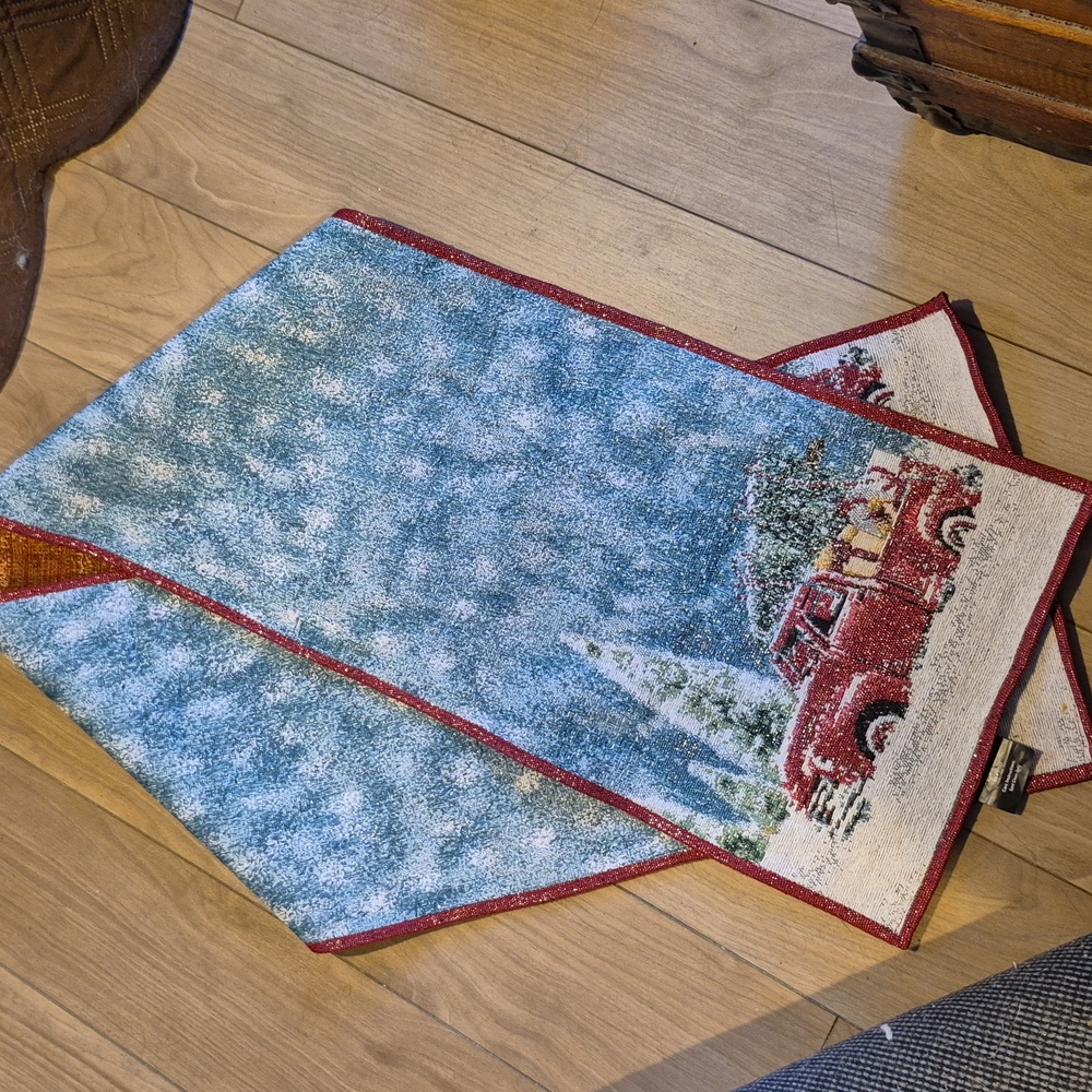 Red Truck Tapestry Table Runner